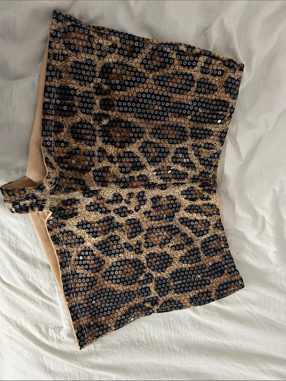 Sequined Leopard Mini Shorts- Brown & Black